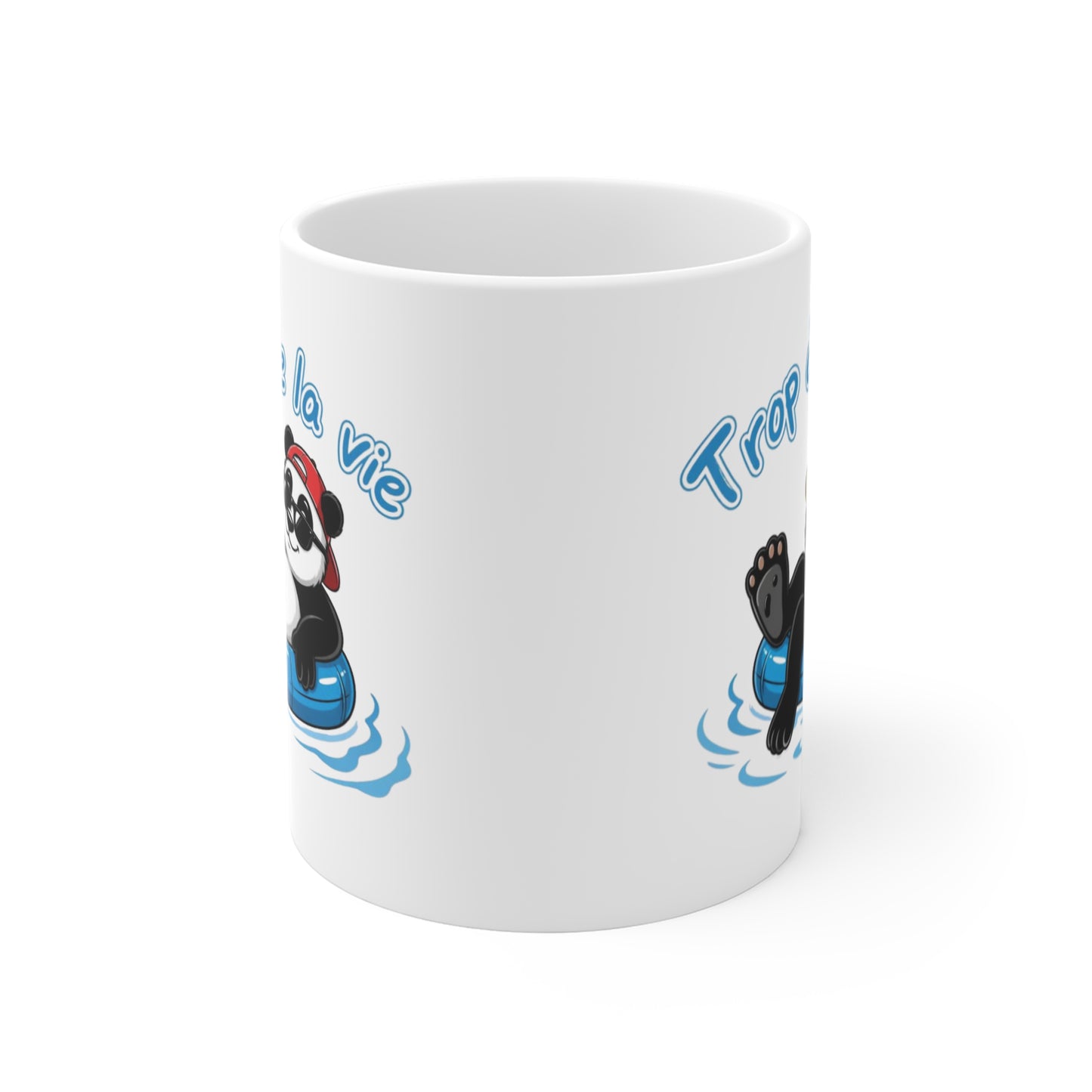 Tasse Trop Dure La Vie – Mug Panda Piscine Humoristique – Cadeau Été Détente Homme Femme 325ml