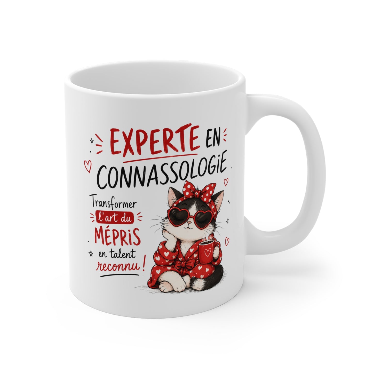 Tasse Experte en Connassologie – Mug Chat Humour Femme – L'Art du Mépris en Talent Reconnu 325 ml