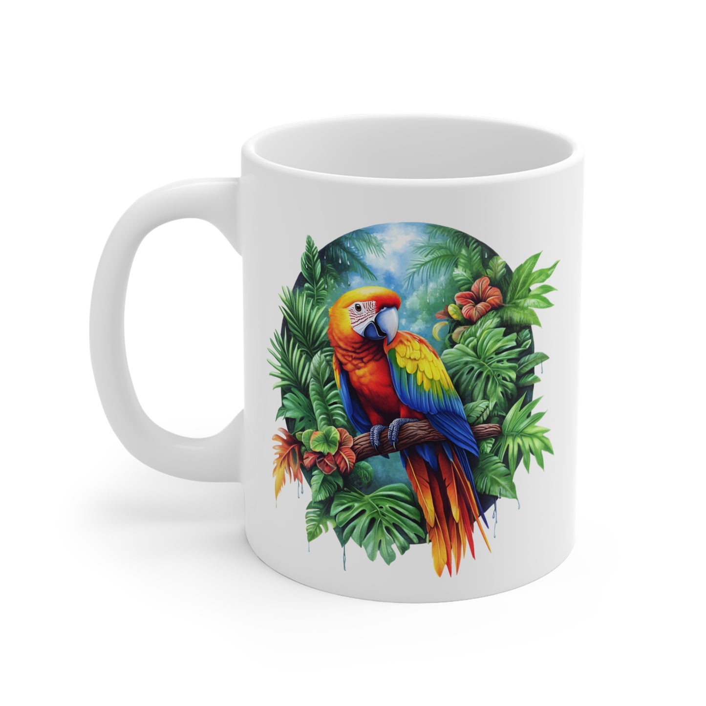 Tasse Perroquet Tropical Artistique – Mug Céramique 325 ml – Design Jungle Exotique et Coloré