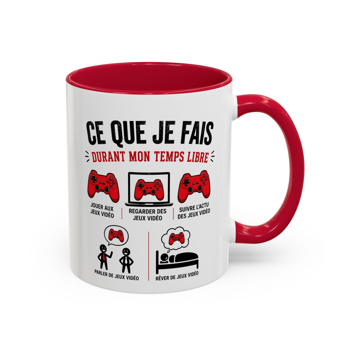 Mug Gamer Humour – Ce Que Je Fais Durant Mon Temps Libre – Tasse Jeux Vidéo Drôle Cadeau Original Céramique 325ml