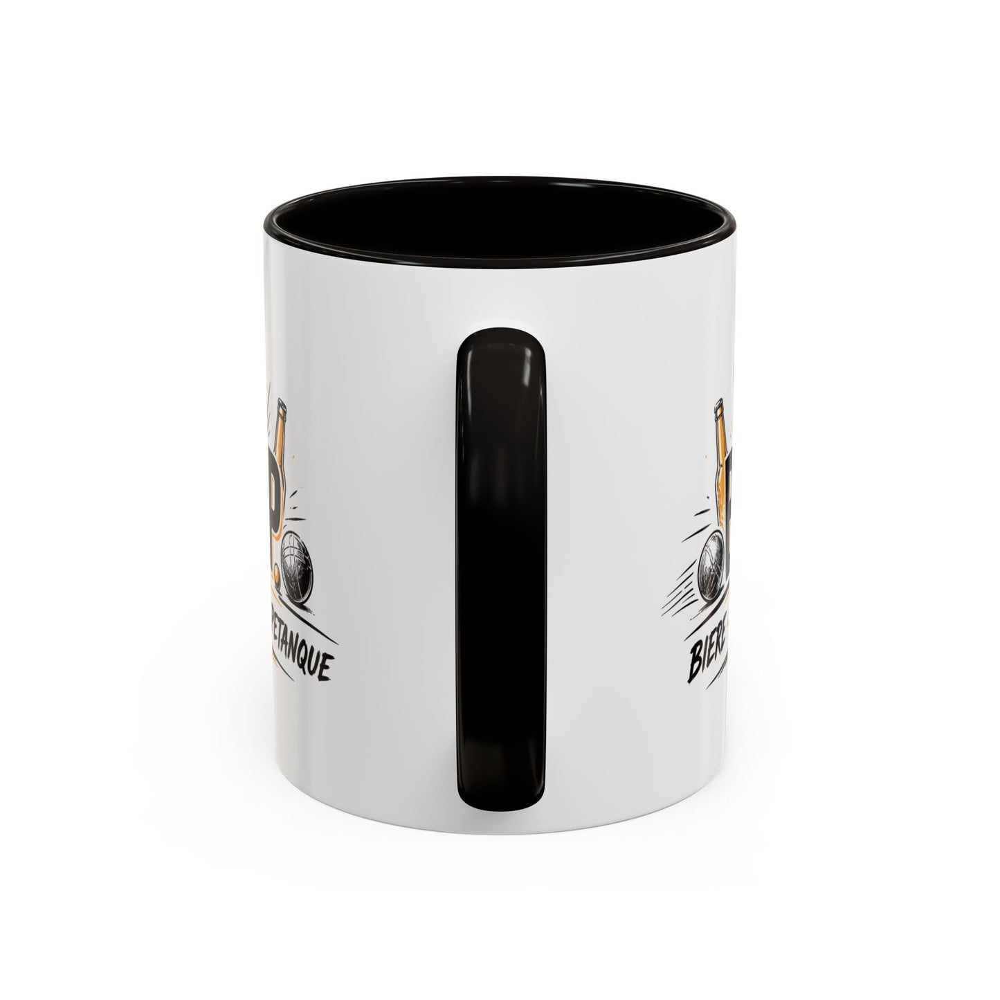 Mug B.T.P. Humoristique – Tasse Bière Tong Pétanque – Cadeau Original Apéro et Pétanque – Céramique 325ml Noir Bleu Rouge