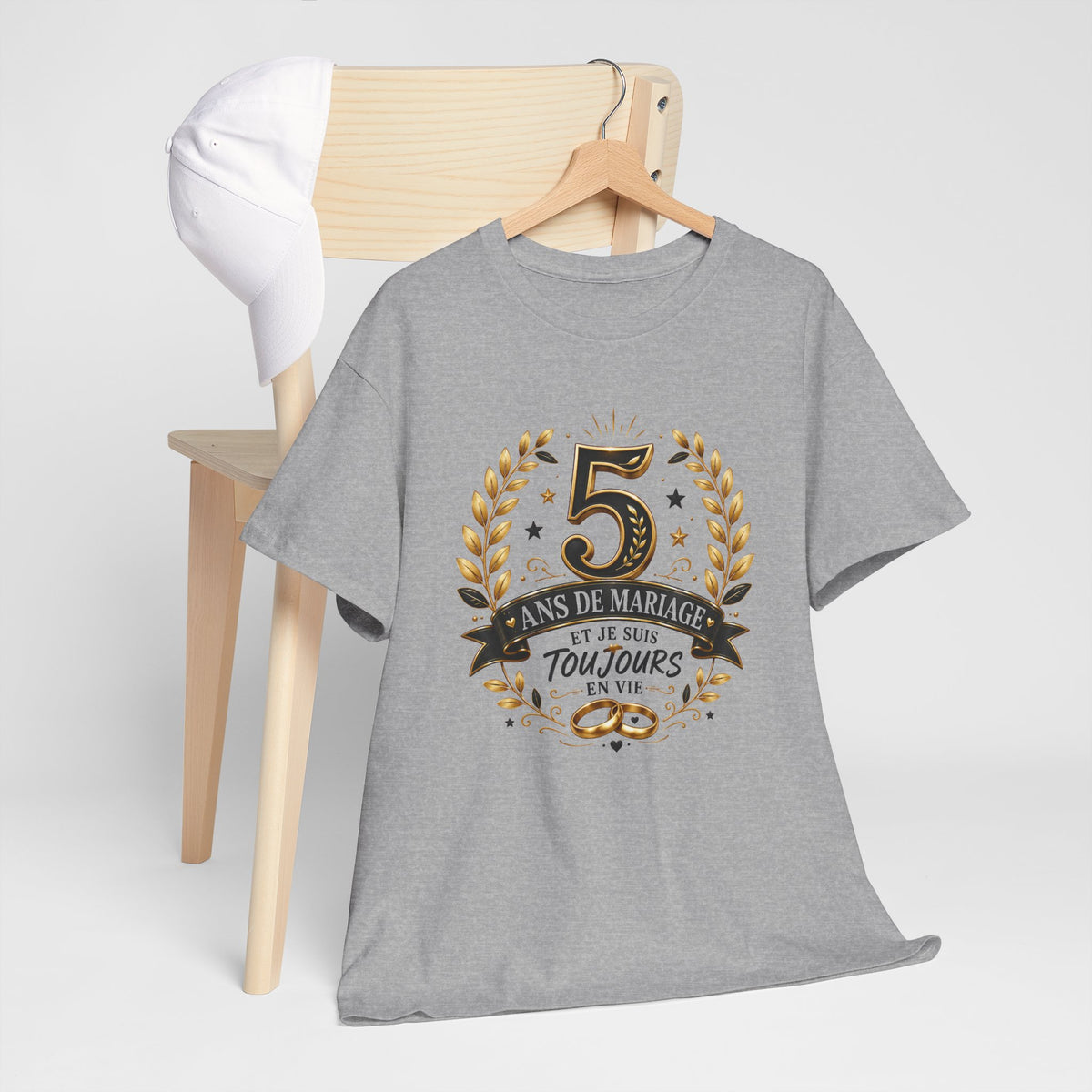 Tee Shirt 5 Ans de Mariage Homme Femme – Toujours en Vie – T-Shirt Humour Anniversaire de Mariage Couple Cadeau Original