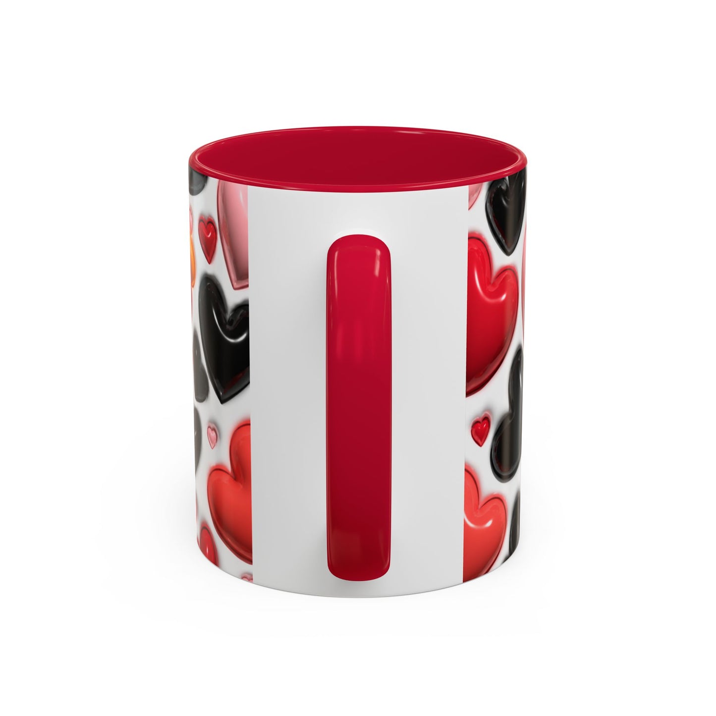 Mug Love Cœurs – Tasse Romantique Motif Cœurs Rouges Roses Noirs – Cadeau Couple Amour Saint Valentin Femme Homme Céramique 325ml
