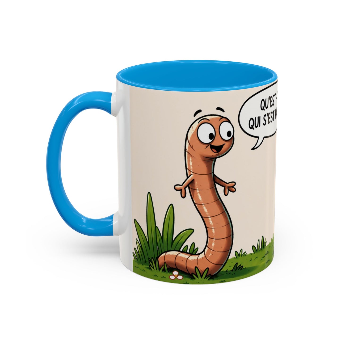Tasse Ver de Terre Humoristique – Mug “Le Piaf Du Matin M’a Repéré” – Cadeau Drôle Homme Femme 325ml