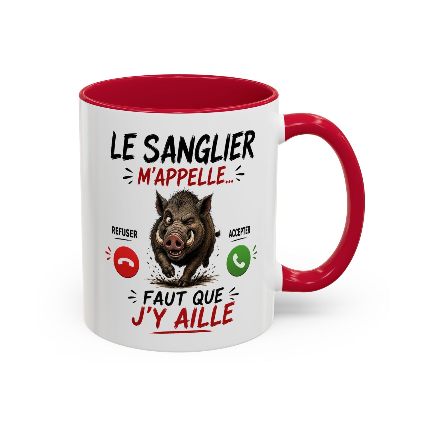 Tasse Le Sanglier M’Appelle Faut Que J’Y Aille – Mug Humour Chasse Sanglier – Cadeau Homme Femme 325ml