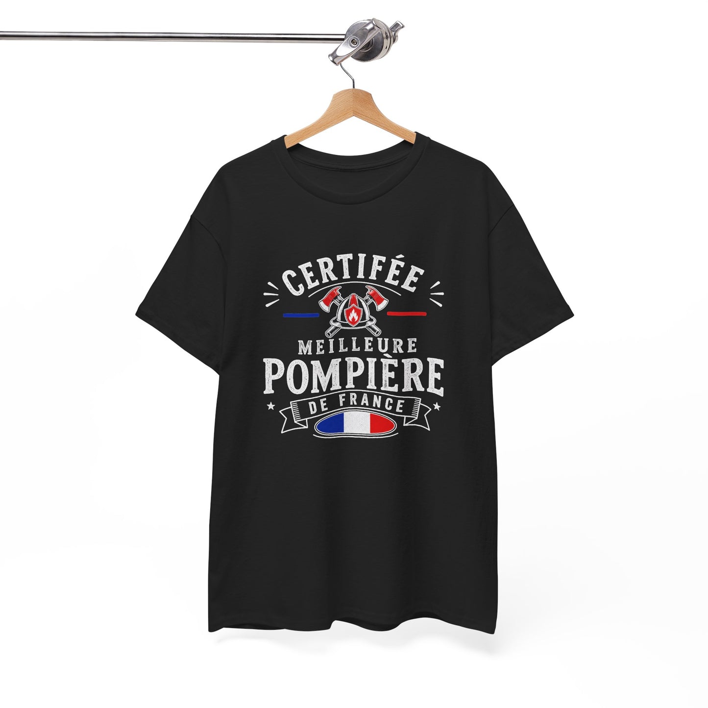 Tee Shirt Pompière Femme – Certifiée Meilleure Pompière de France – T-Shirt Métier Sapeur Pompier Cadeau Original Femme