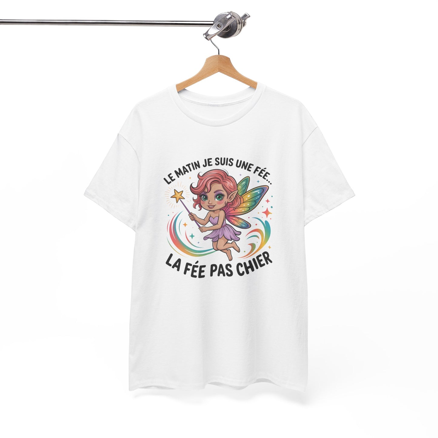 Tee Shirt Femme Le Matin Je Suis Une Fée La Fée Pas Chier – T-shirt Humour Femme Fée – Cadeau Drôle