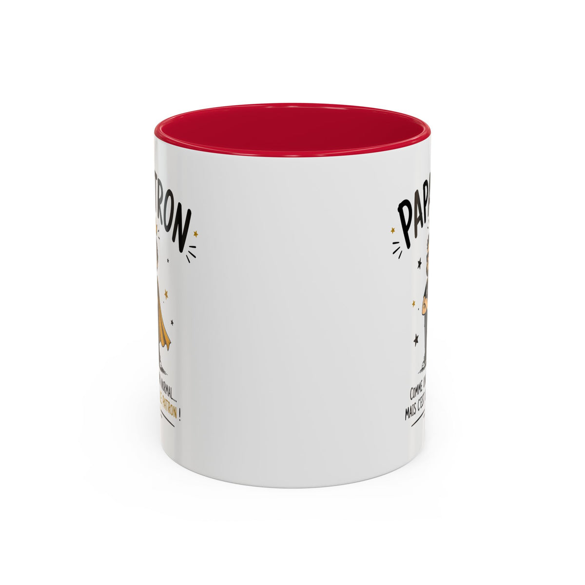 Mug Papatron – Comme un Papa Normal Mais C’est Lui le Patron – Tasse Humoristique pour Papa – Idée Cadeau Originale Anniversaire Fête des Pères Noël noir bleu rouge