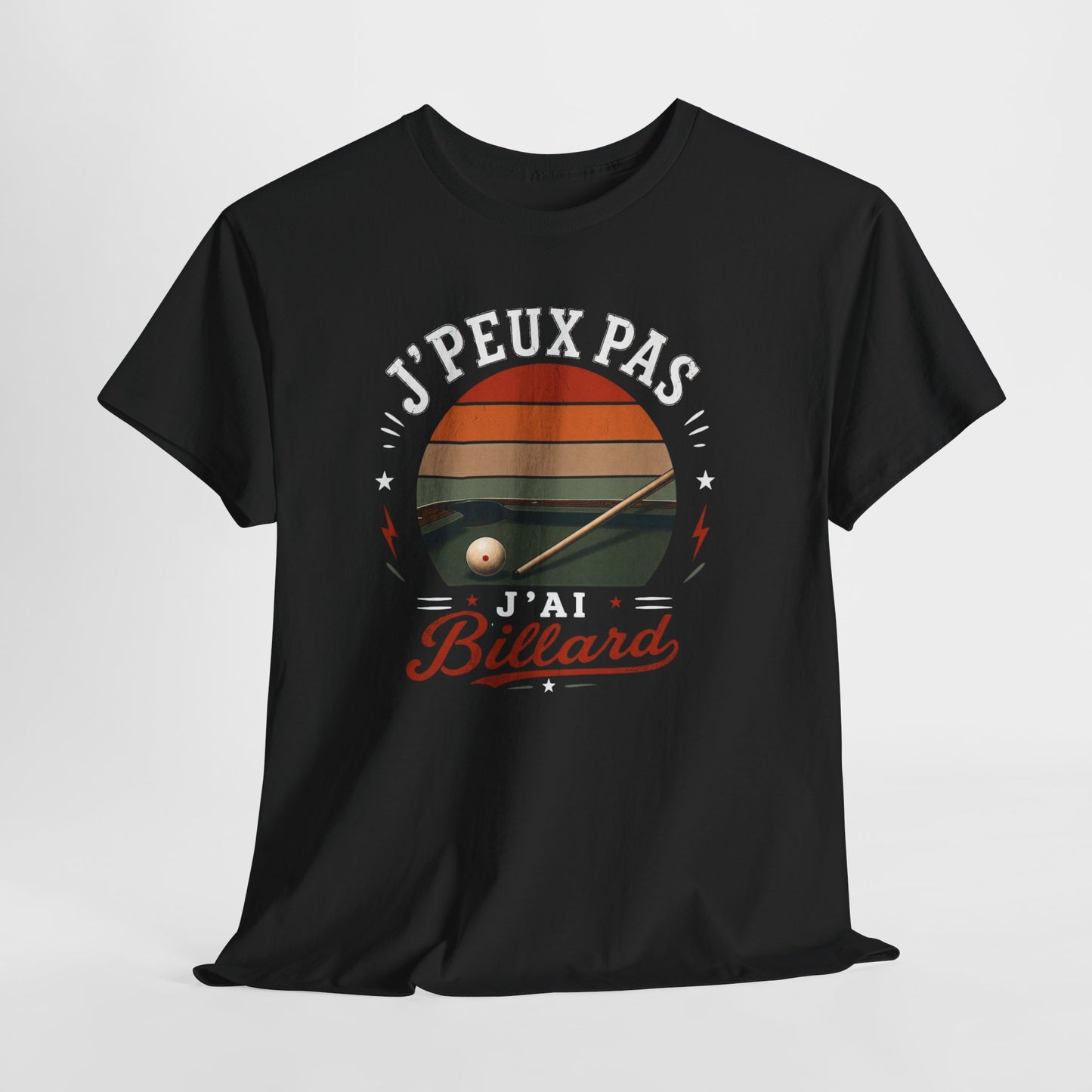 T-Shirt  Homme Femme – J’Peux Pas J’Ai Billard – Tee Shirt Joueur de Billard Vintage Queue de Billard Boule Snooker Pool Français Cadeau Passion