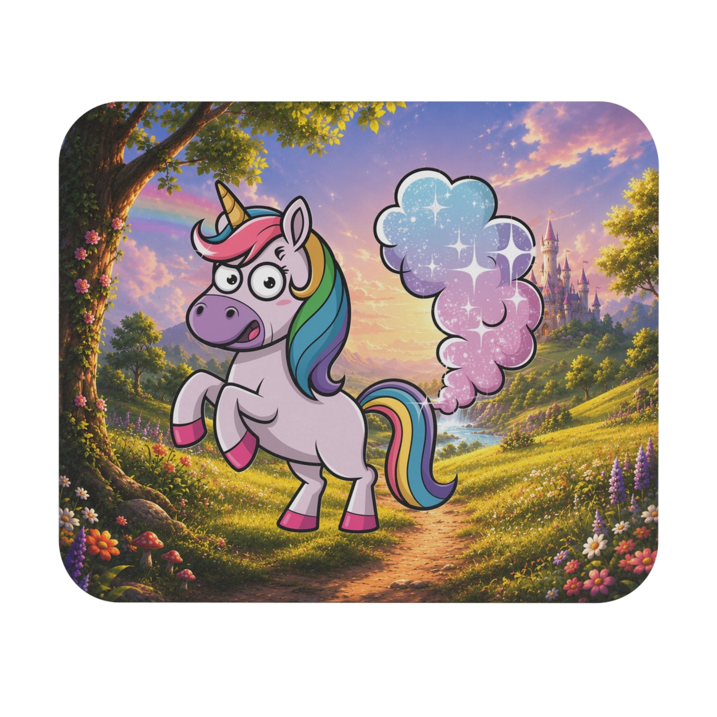 Tapis de Souris 22x18cm  Pet Licorne Paillette Arc-en-Ciel – Design Humour Fantaisie – Accessoire Bureau Gaming – Cadeau Licorne Femme Fille Ado Enfant