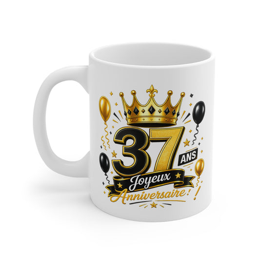 Mug Joyeux 37 Ans – Tasse Anniversaire 37 Ans – Cadeau Original pour Femme Homme – Idée Cadeau 37e Anniversaire