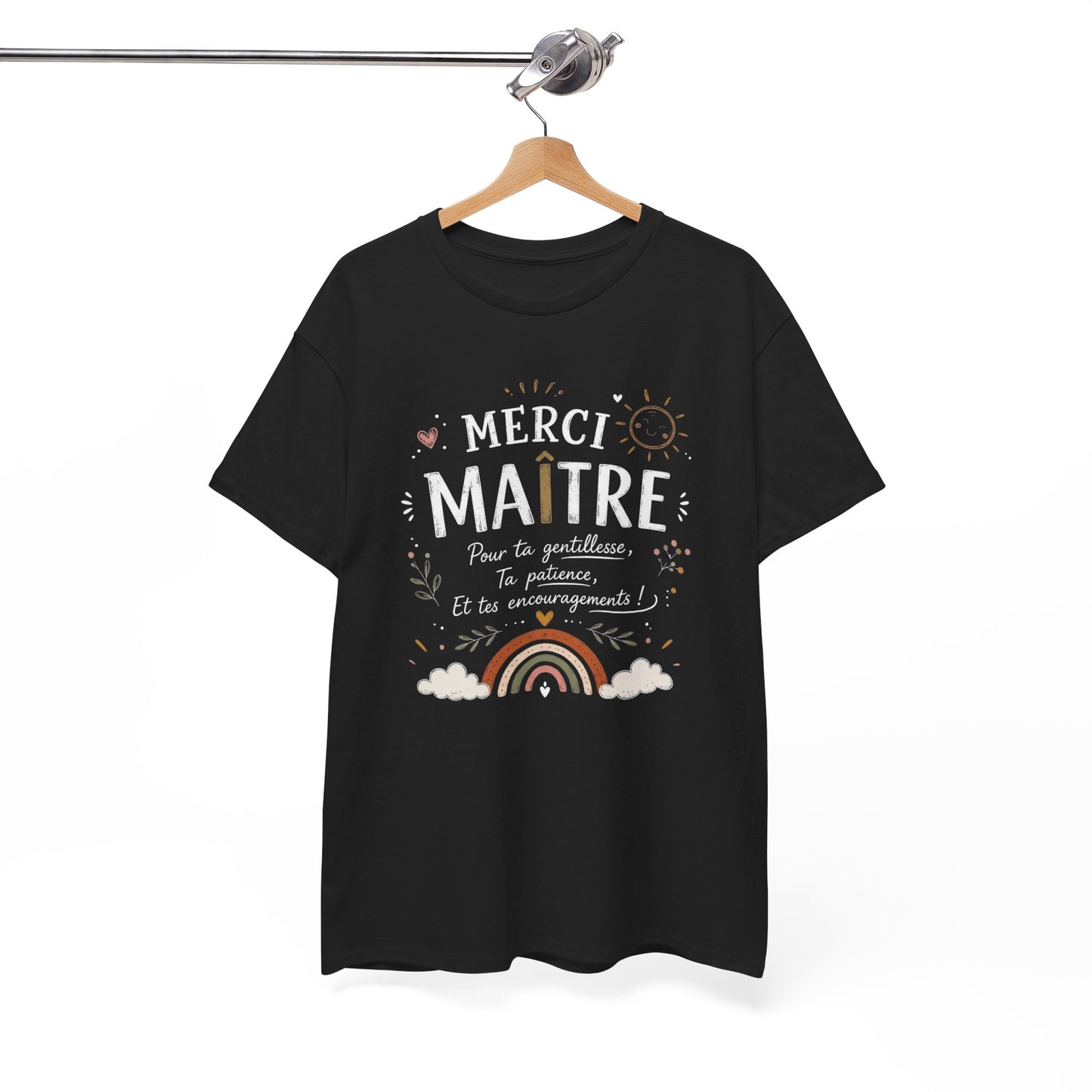 Tee-Shirt Merci Maître Homme – Cadeau Fin d’Année Scolaire Enseignant École Primaire Remerciement Institututeur