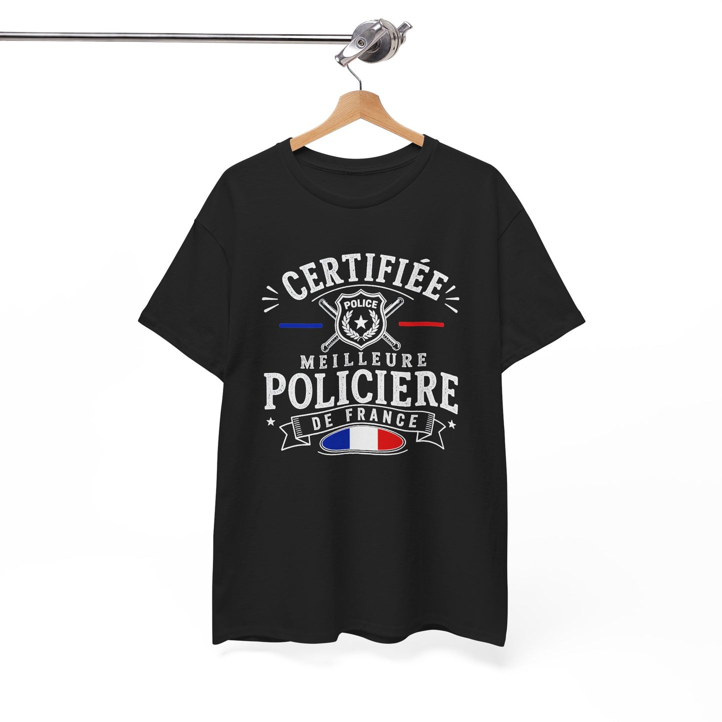 Tee Shirt Policière Femme – Certifiée Meilleure Policière de France – T-Shirt Métier Police Cadeau Original Femme