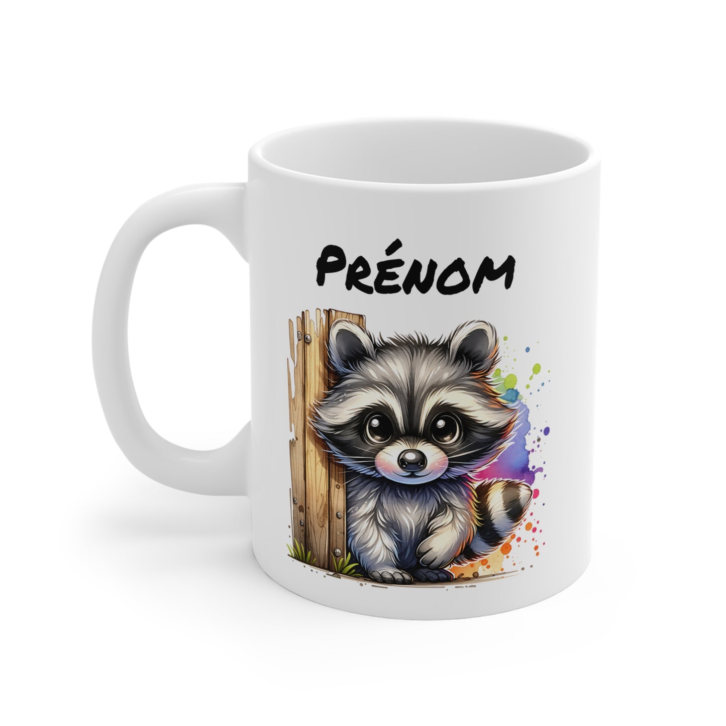 Tasse Personnalisable Raton Laveur Mignon – Mug Prénom Animal Rigolo – Cadeau Original 325ml