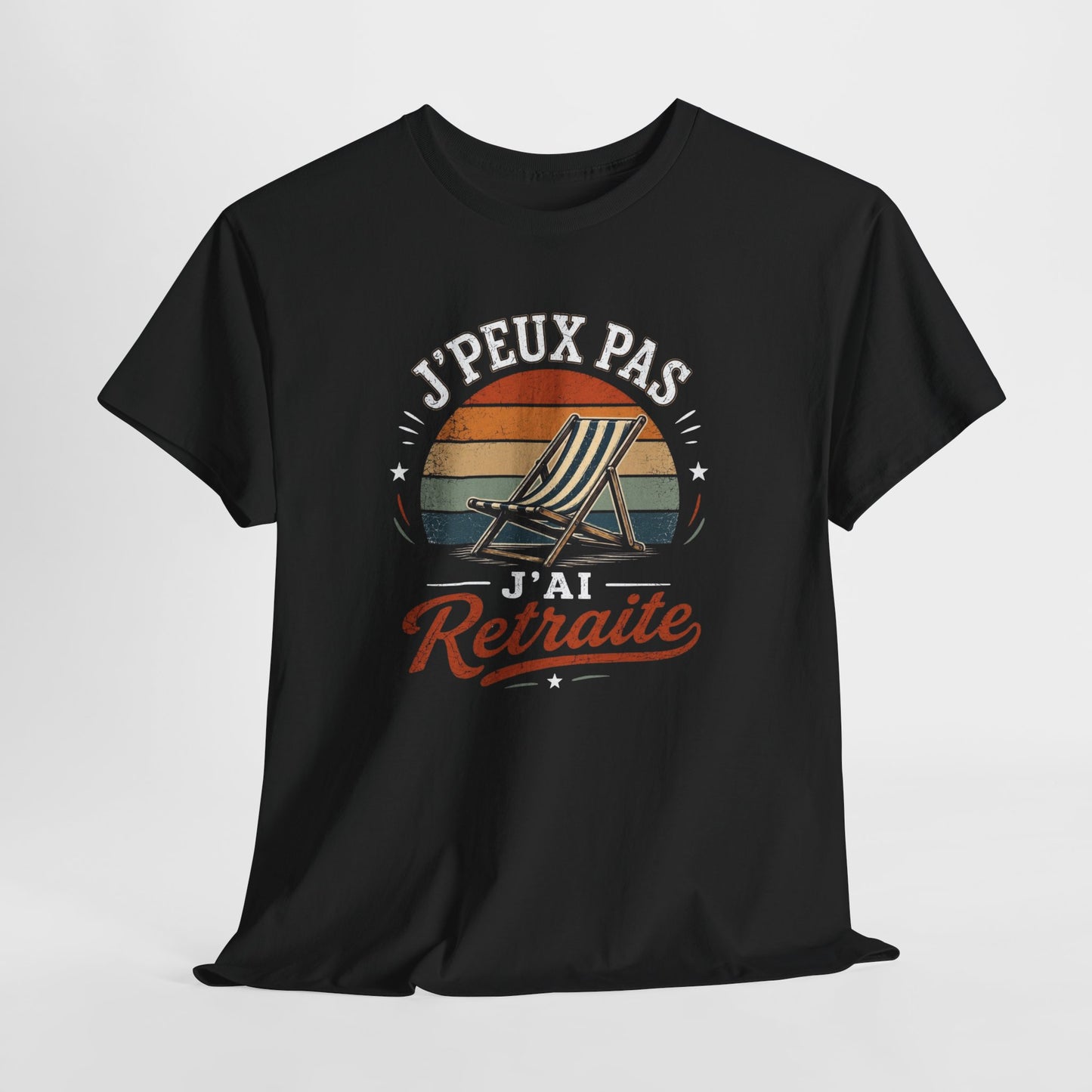 T-Shirt Retraite Humour Homme Femme – J’Peux Pas J’Ai Retraite – Tee Shirt Retraité Vintage Cadeau Départ Retraite Senior Pensionné