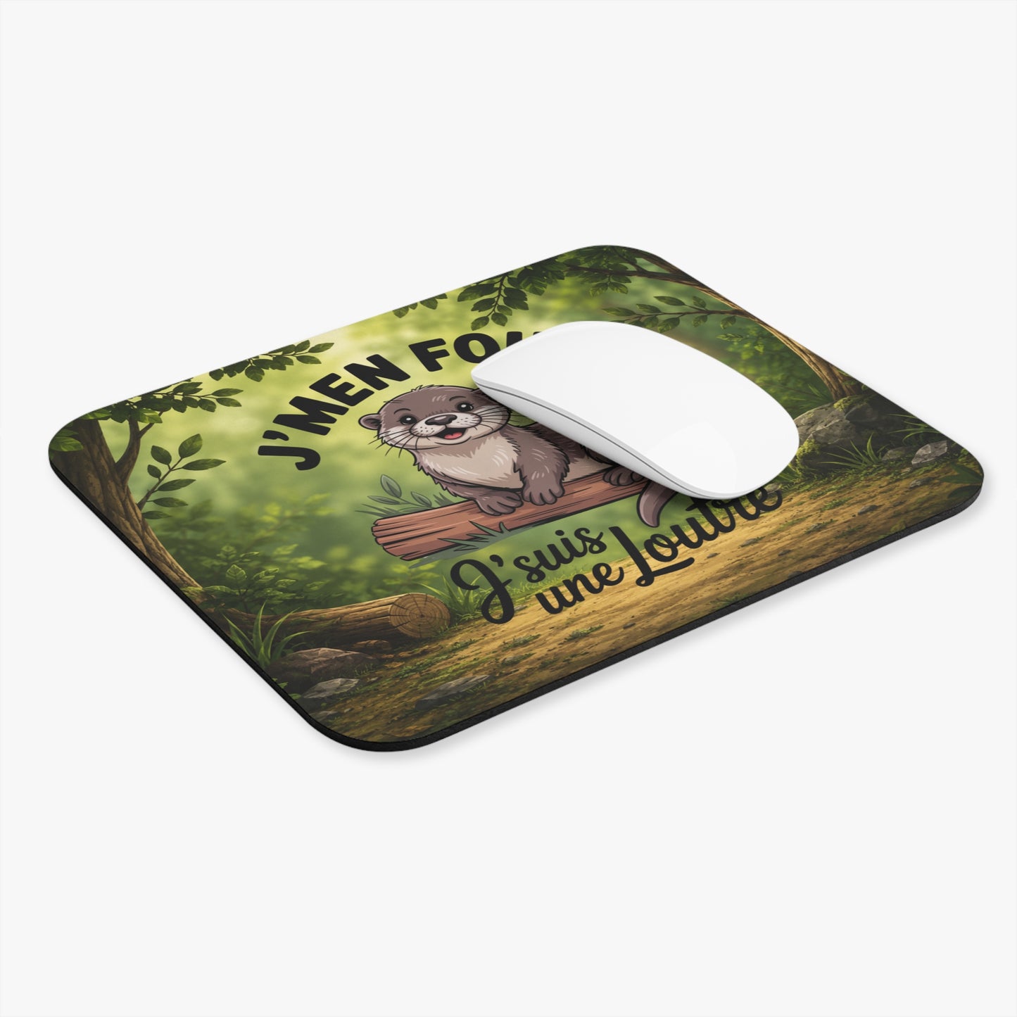 Tapis de Souris 22x18cm J’M’en Fous J’suis une Loutre – Cadeau Humour Loutre Homme Femme – Design Animal Mignon Kawaii – Accessoire Bureau Gaming