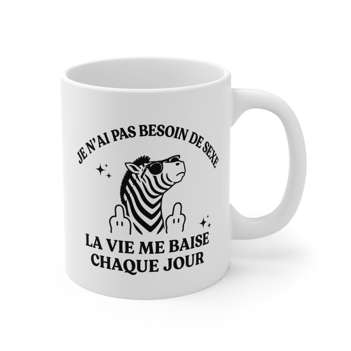 Tasse Humour Sarcastique Zèbre – Mug La Vie Me Fait Déjà Assez de Misères – Cadeau Drôle Homme Femme 325ml