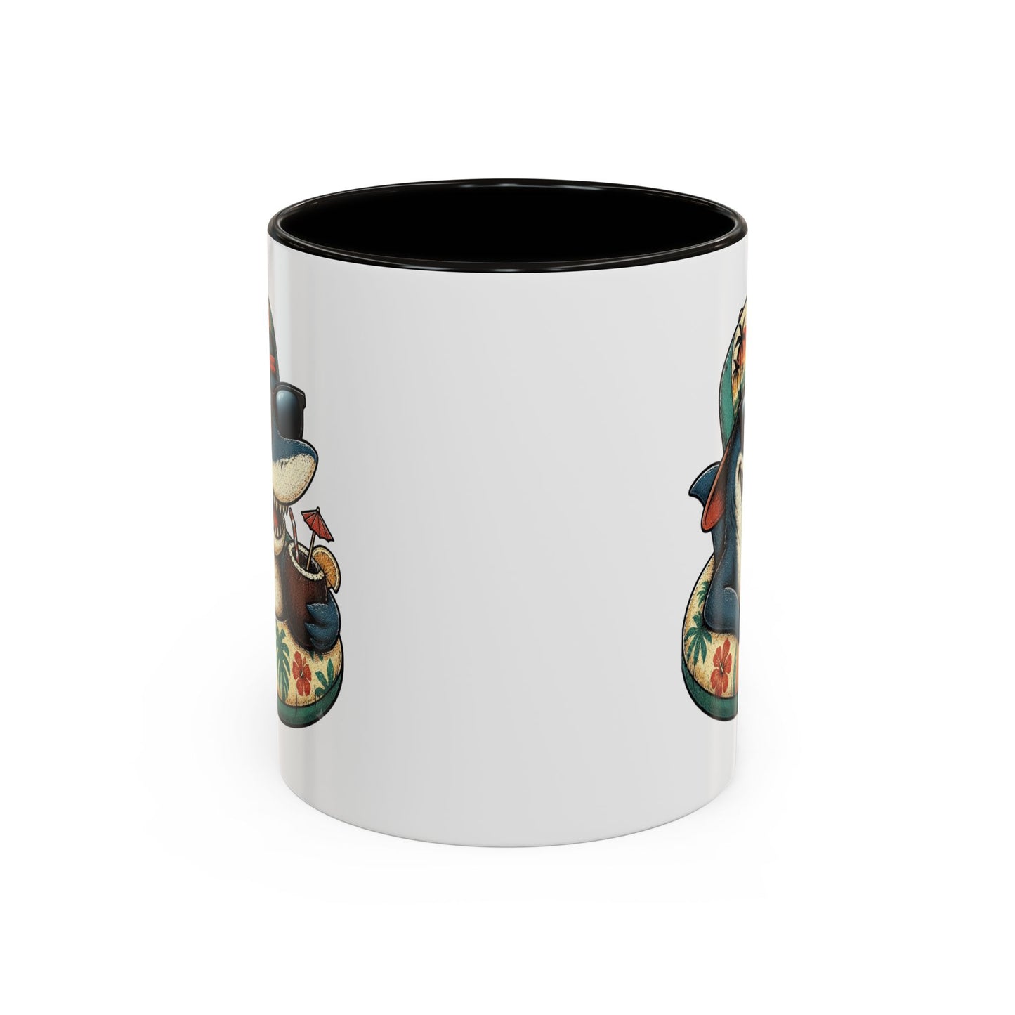 Tasse Requin Drôle avec Cocktail – Mug Requin Tropical Homme Femme – Cadeau Original Été Vacances Plage Surf 325 ml