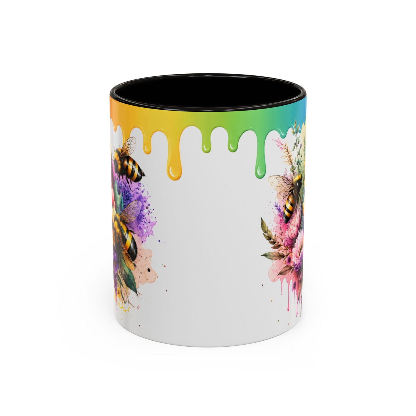 Tasse Abeilles Colorées – Mug Fleurs Aquarelle et Arc-en-Ciel – Cadeau Nature Femme Homme 325ml