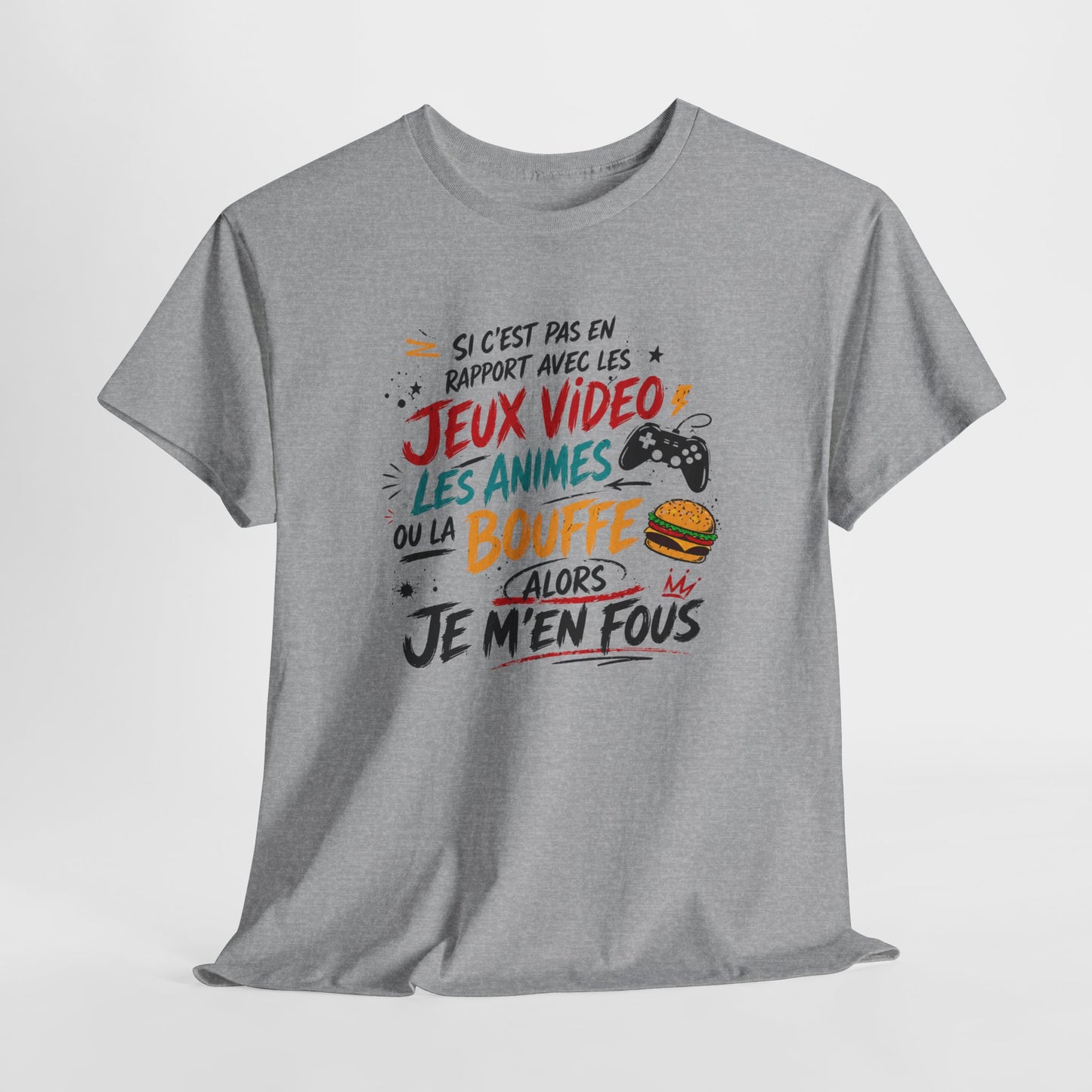 T-Shirt Gamer Homme Humour Jeux Vidéo Anime Bouffe – Alors Je M’en Fous – Cadeau Geek Gaming