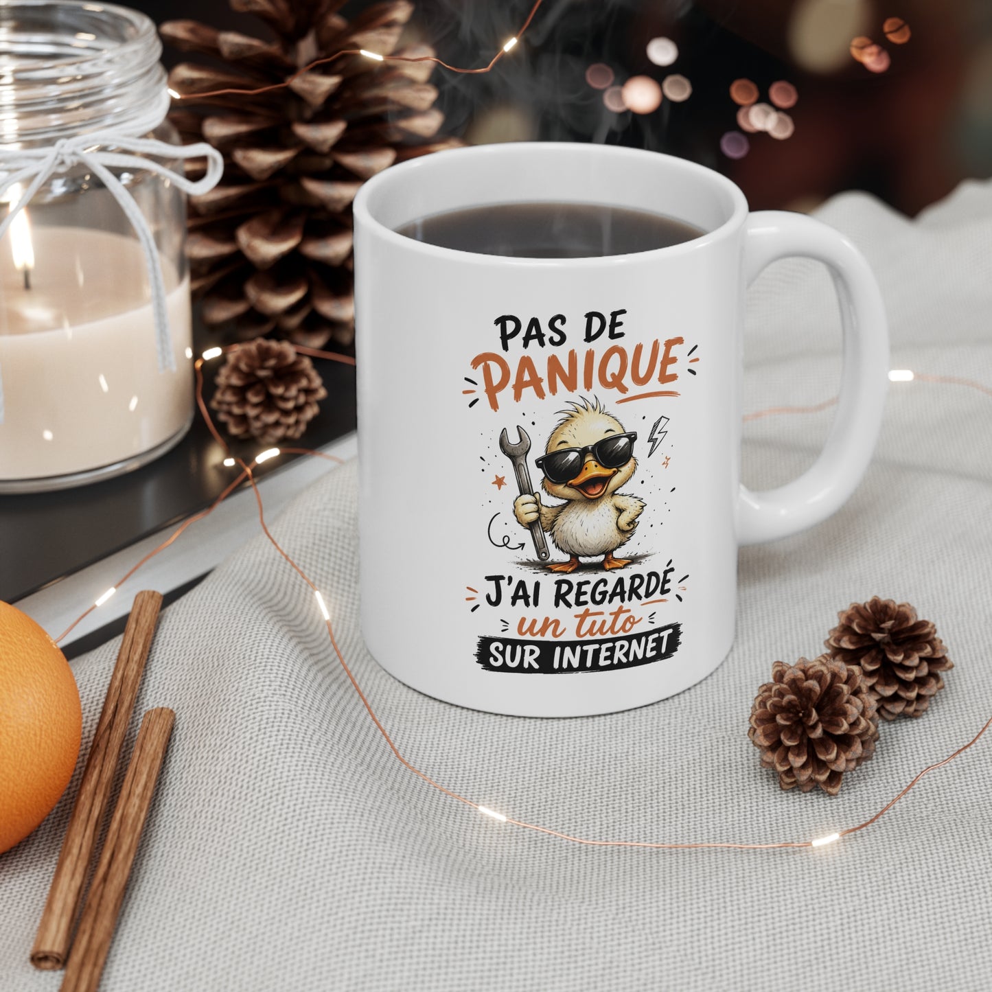 Tasse Pas De Panique J’Ai Regardé Un Tuto Sur Internet – Mug Humour Bricolage Canard – Cadeau Homme Femme 325ml