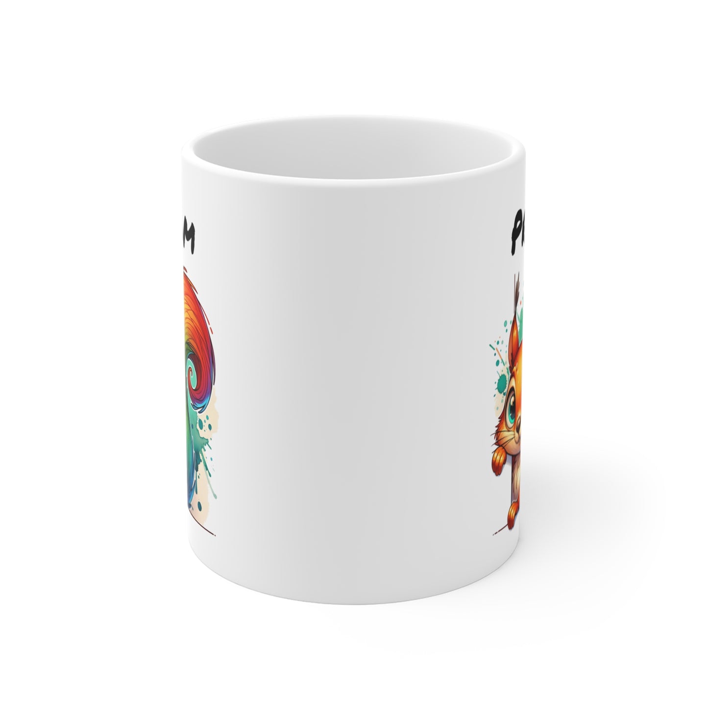 Tasse Personnalisable Écureuil Mignon – Mug Prénom Illustration Colorée – Cadeau Animal Forêt Rigolo 325ml