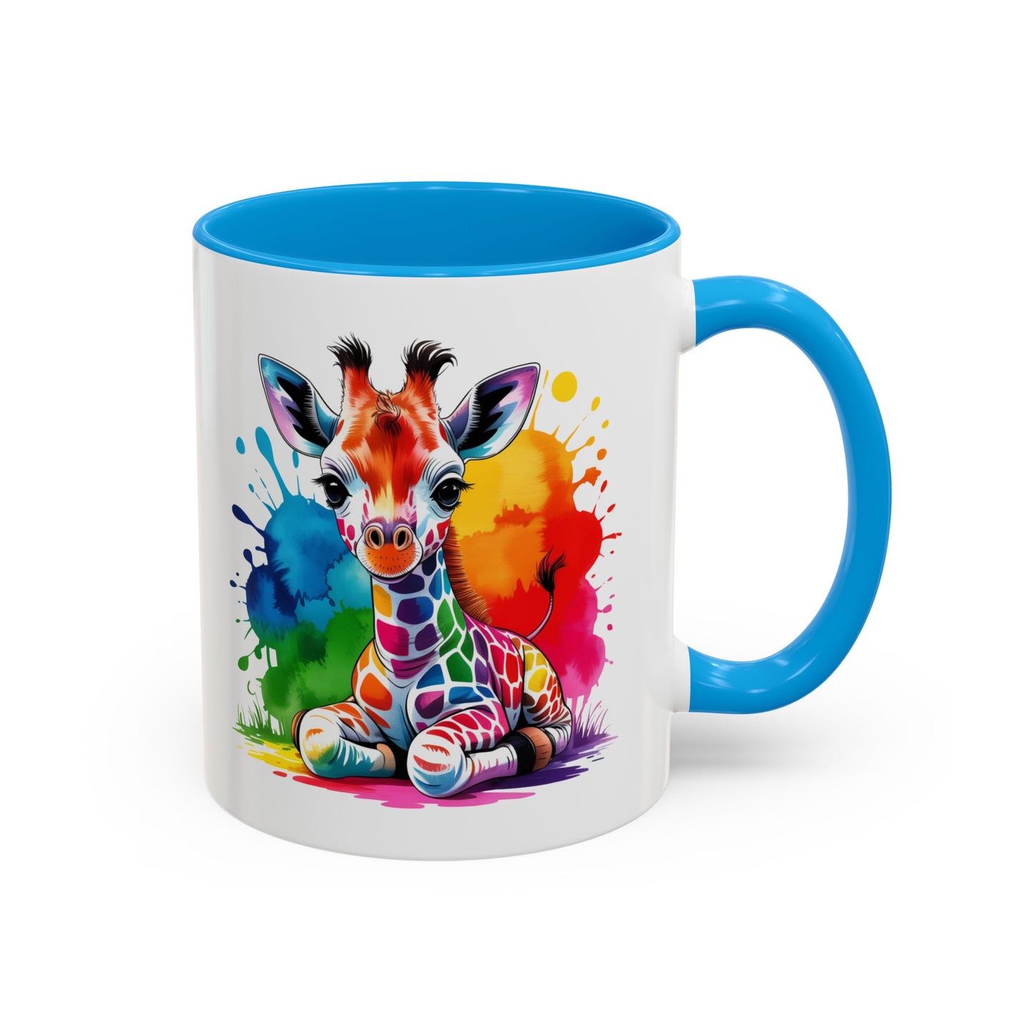 Mug Girafe Colorée Style Aquarelle – Tasse Animaux Kawaii Moderne – Idée Cadeau Originale 325ml