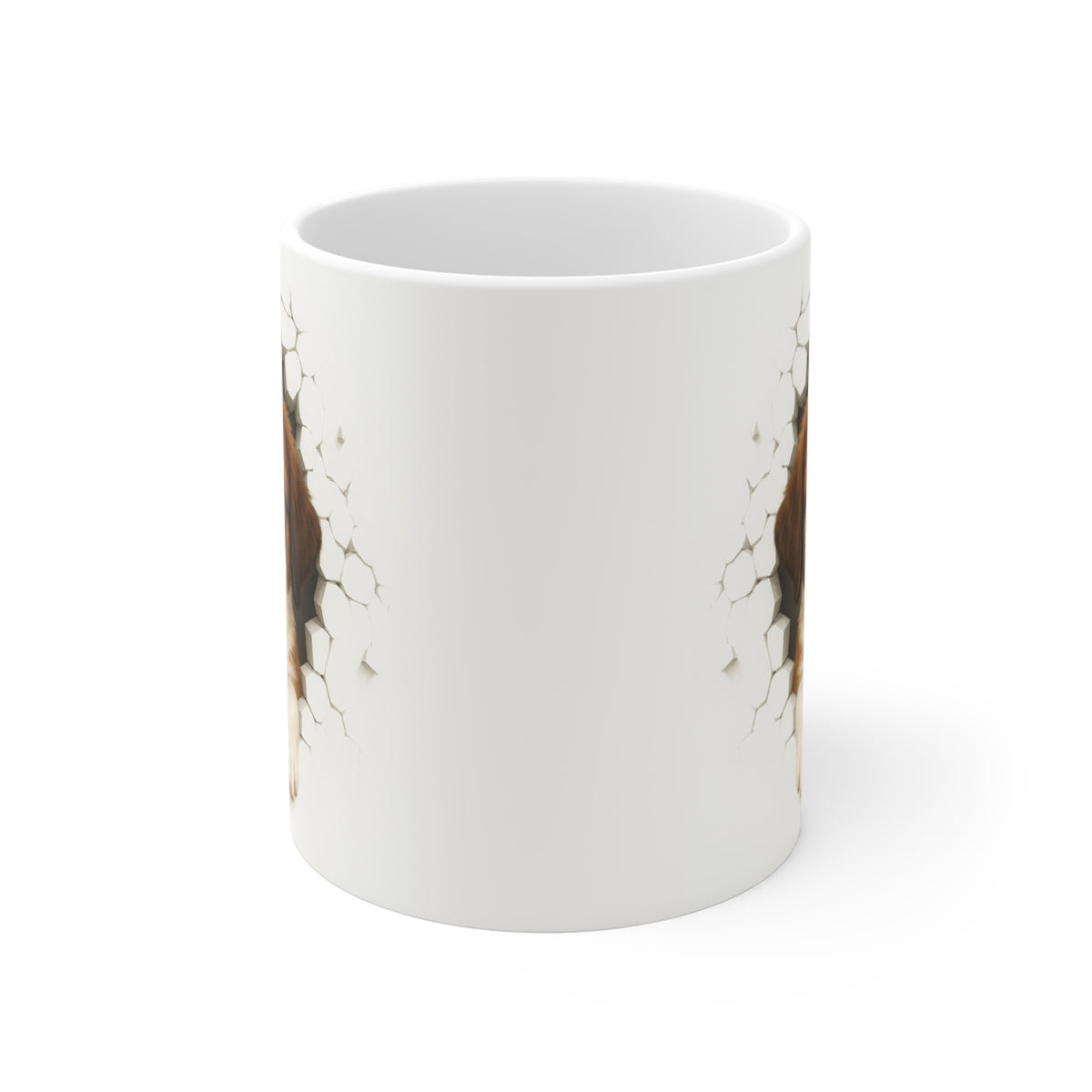Mug Saint-Bernard Effet Mur Cassé – Tasse Chien 3D Trompe-l’œil – Cadeau Original Amoureux du Saint-Bernard