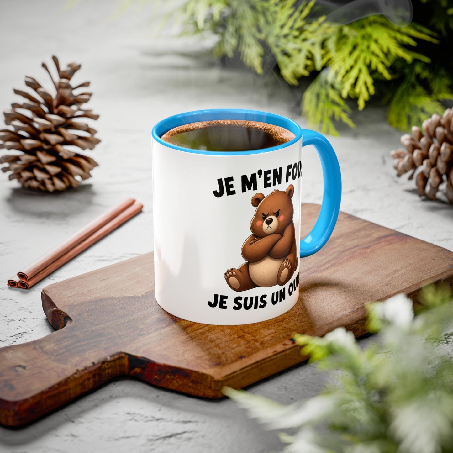 Tasse Je M’en Fous Je Suis un Ours – Mug Ours Humoristique – Cadeau Femme Homme Amoureux des Animaux 325ml