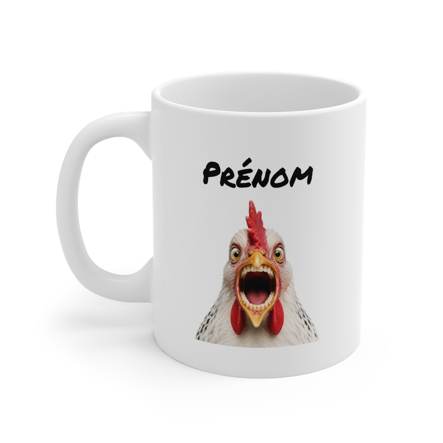 Mug Personnalisable Poule Drôle Expression Surprise – Tasse avec Prénom ou Texte – Cadeau Original Humour Homme Femme 325 ml
