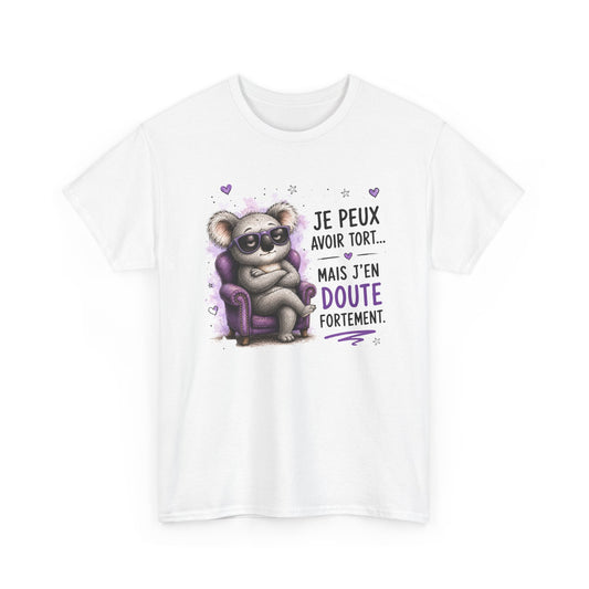 Tee-Shirt Humour Homme et Femme – Koala Drôle Caractère Têtu – Idée Cadeau Original Anniversaire