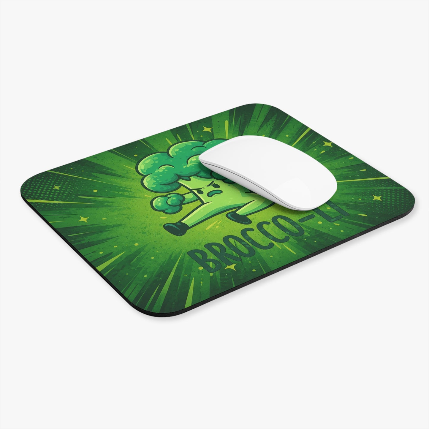 Tapis de Souris 22x18cm Brocco Li Brocoli Humour Karaté Arts Martiaux Légume Drôle Bureau Gaming Cadeau Geek