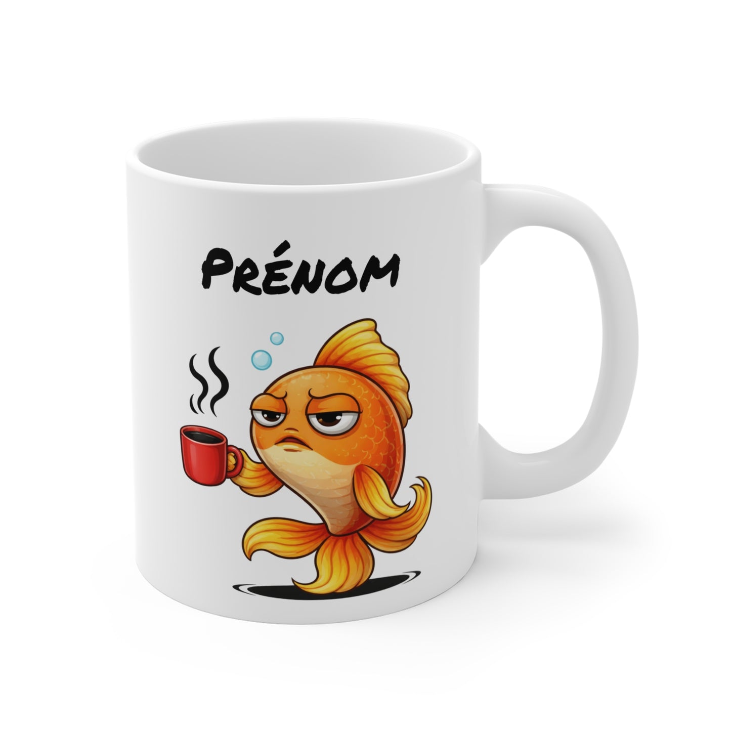 Mug Poisson Rouge Fatigué Personnalisable 325ml – Tasse Café Humour Animal Mignon Drôle Réveil Difficile Cadeau Original