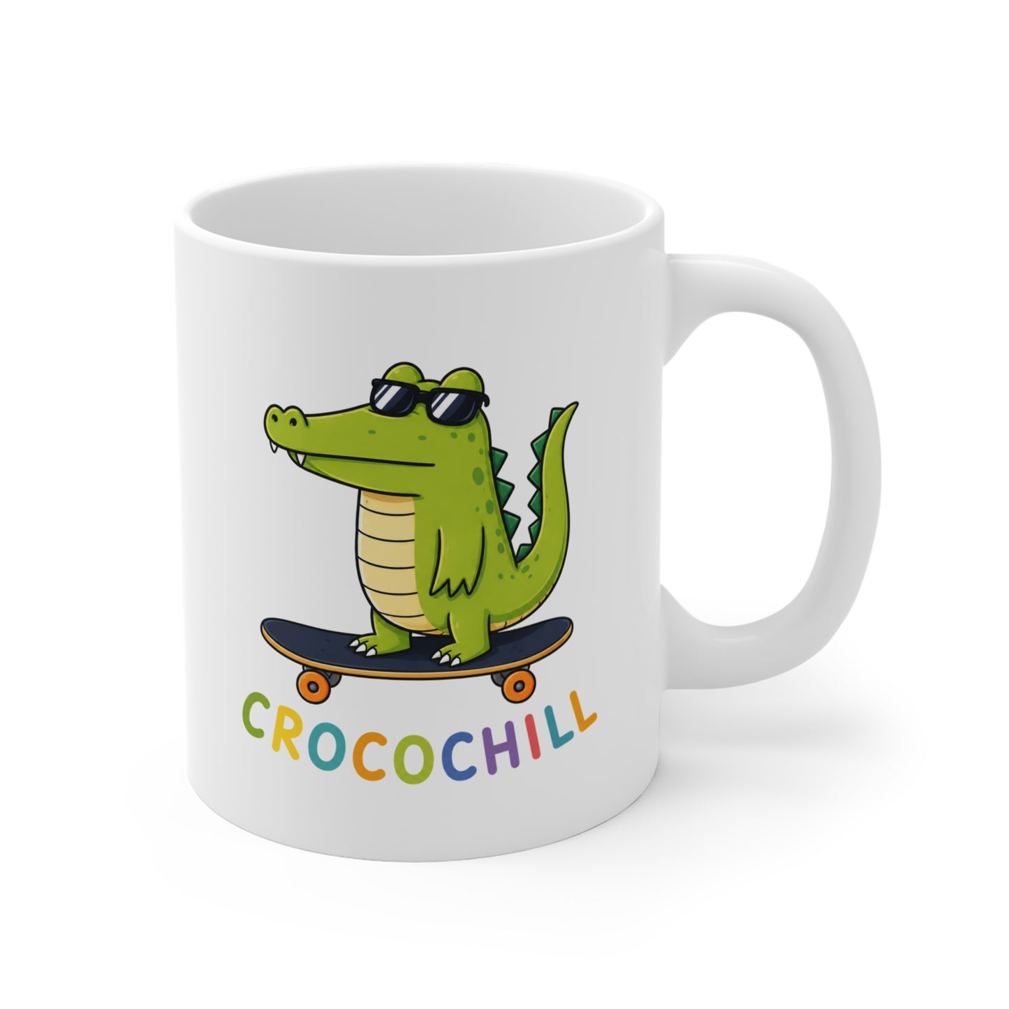 Mug Crocochill – Crocodile sur Skateboard – Tasse Humour Crocodile – Cadeau Original Homme Femme