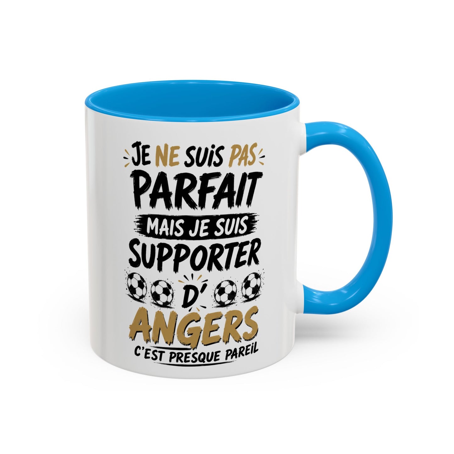 Tasse Je Ne Suis Pas Parfait Mais Je Suis Supporter d’Angers – Mug Humour Football Supporter – Cadeau Football 325ml