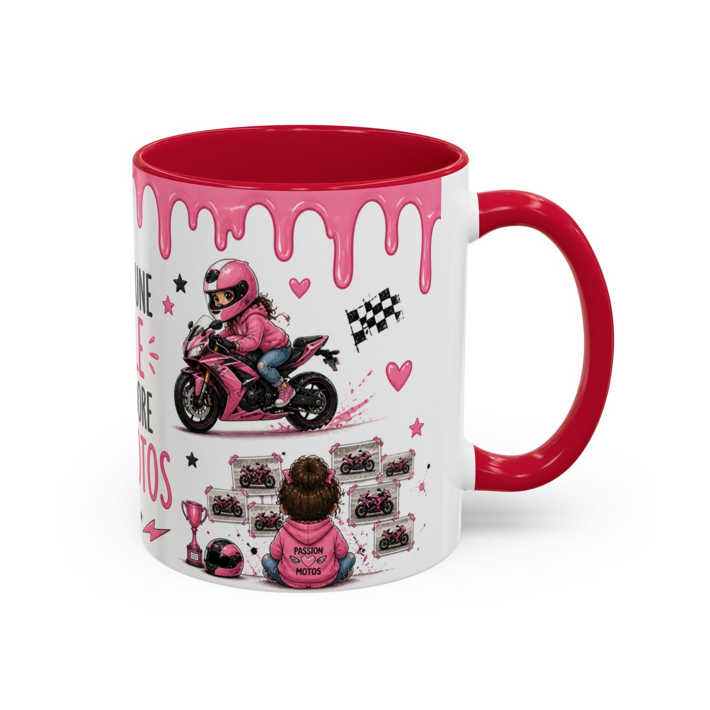 Tasse Juste Une Fille Qui Adore Les Motos – Mug Moto Rose Fille et Univers Racing Kawaii – Céramique 325ml