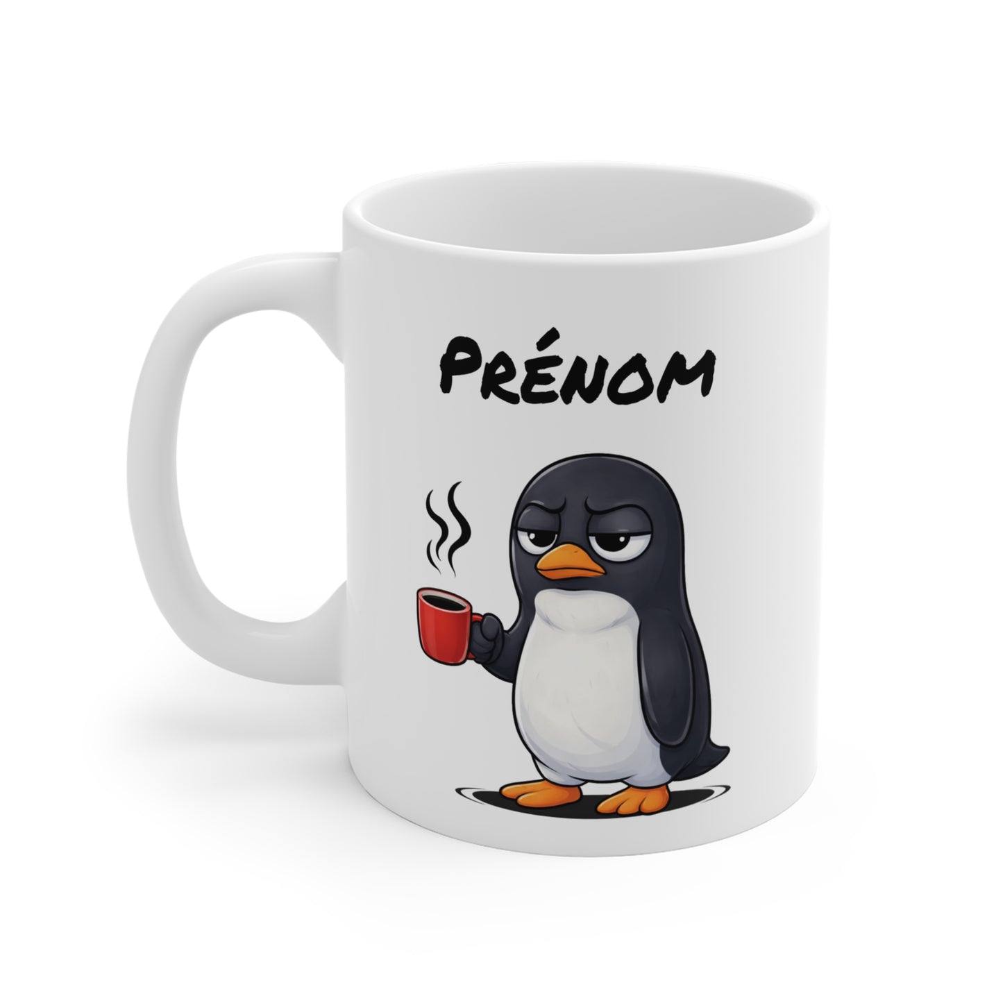 Mug Pingouin Fatigué Personnalisable 325ml – Tasse Café Humour Animal Mignon Drôle Réveil Difficile Cadeau