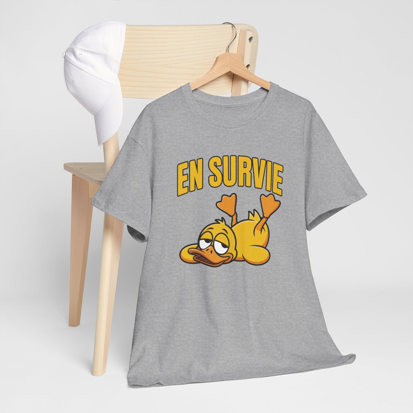 T-Shirt Humour En Survie – Tee Shirt Drôle Canard Fatigué Mode Survie Travail Fatigue Citation Fun Sarcastique Cadeau Homme Femme