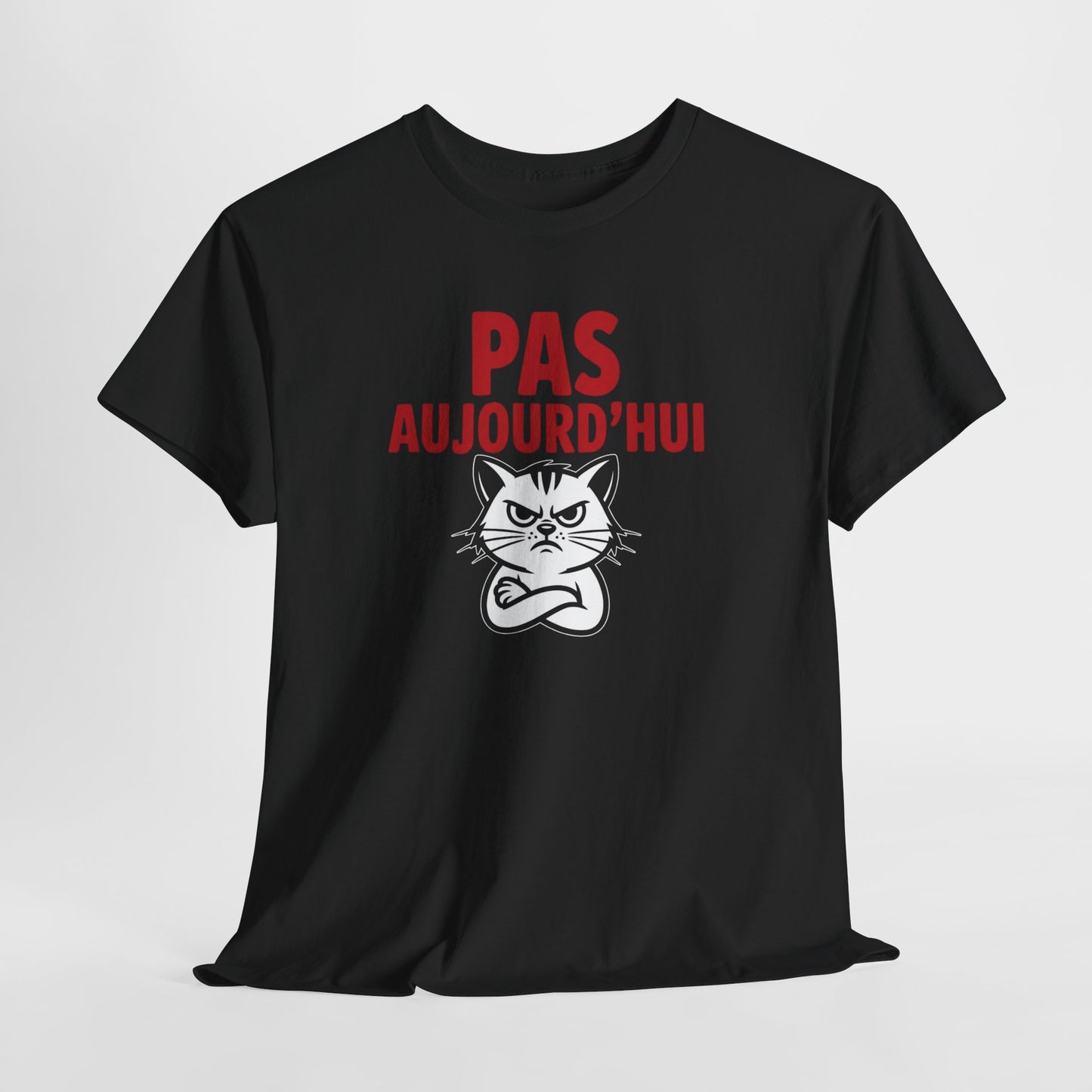 T-Shirt Humour Pas Aujourd’hui Chat Grincheux – Tee Shirt Drôle Anti Motivation Fatigue Travail Bureau Cadeau Homme Femme