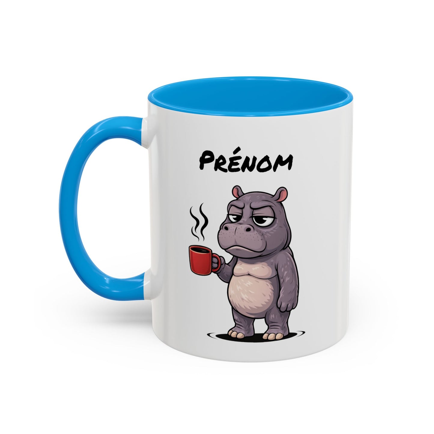 Mug Hippopotame Fatigué Personnalisable 325ml – Tasse Café Humour Animal Drôle Réveil Difficile Travail