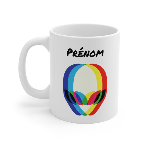 Tasse Personnalisable Alien Multicolore – Mug Prénom Tête Extraterrestre – Cadeau Geek Futuriste 325ml