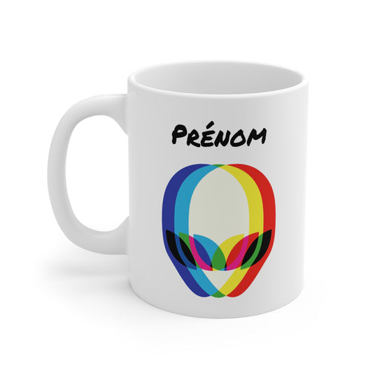 Tasse Personnalisable Alien Multicolore – Mug Prénom Tête Extraterrestre – Cadeau Geek Futuriste 325ml