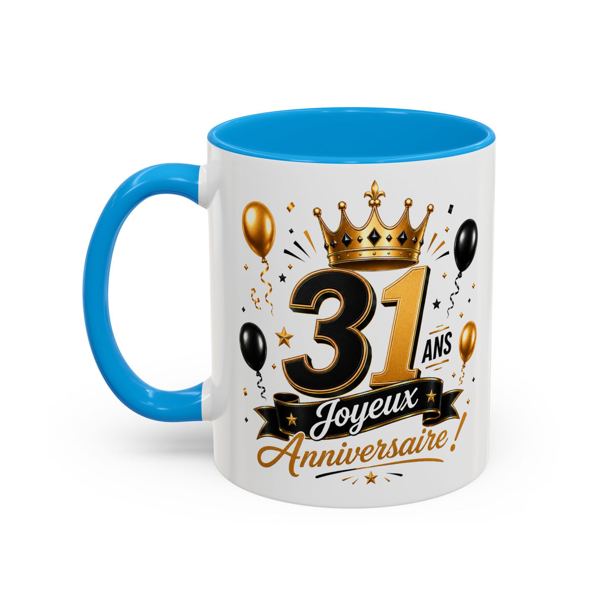 Mug Joyeux 31 Ans – Tasse Anniversaire 31 Ans – Cadeau Original pour Femme Homme – Idée Cadeau 31e Anniversaire Noir Bleu Rouge