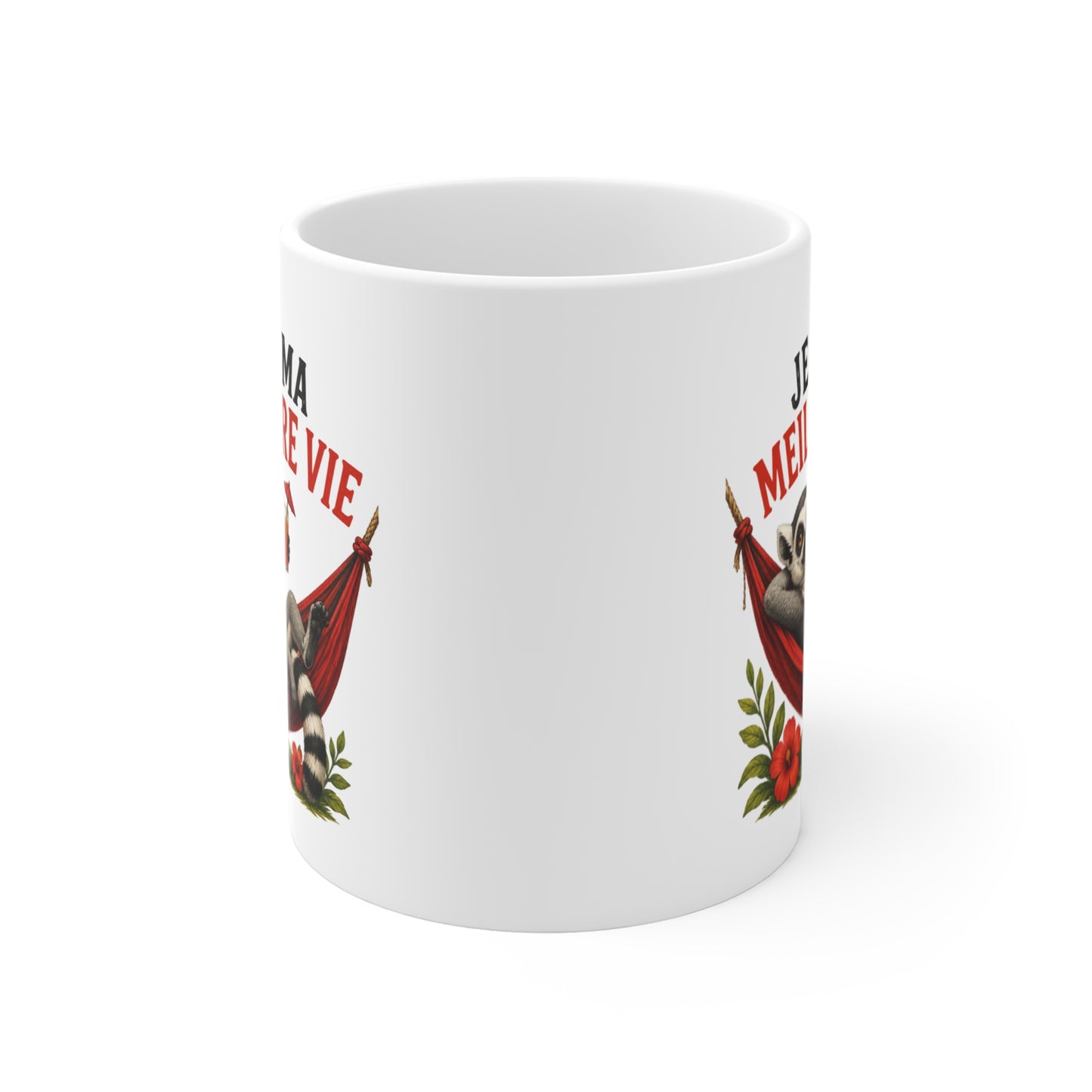 Mug Humour Homme et Femme – Lémurien Hamac Vacances Détente Farniente – Cadeau Original Drôle pour Amateur de Relaxation 325 ml
