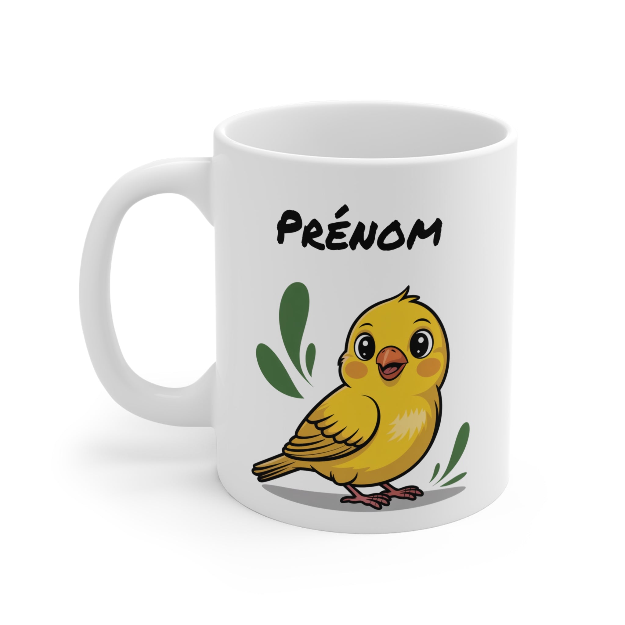 Mug Canari Jaune Personnalisable – Tasse Oiseau Mignon en Céramique 325ml avec Prénom