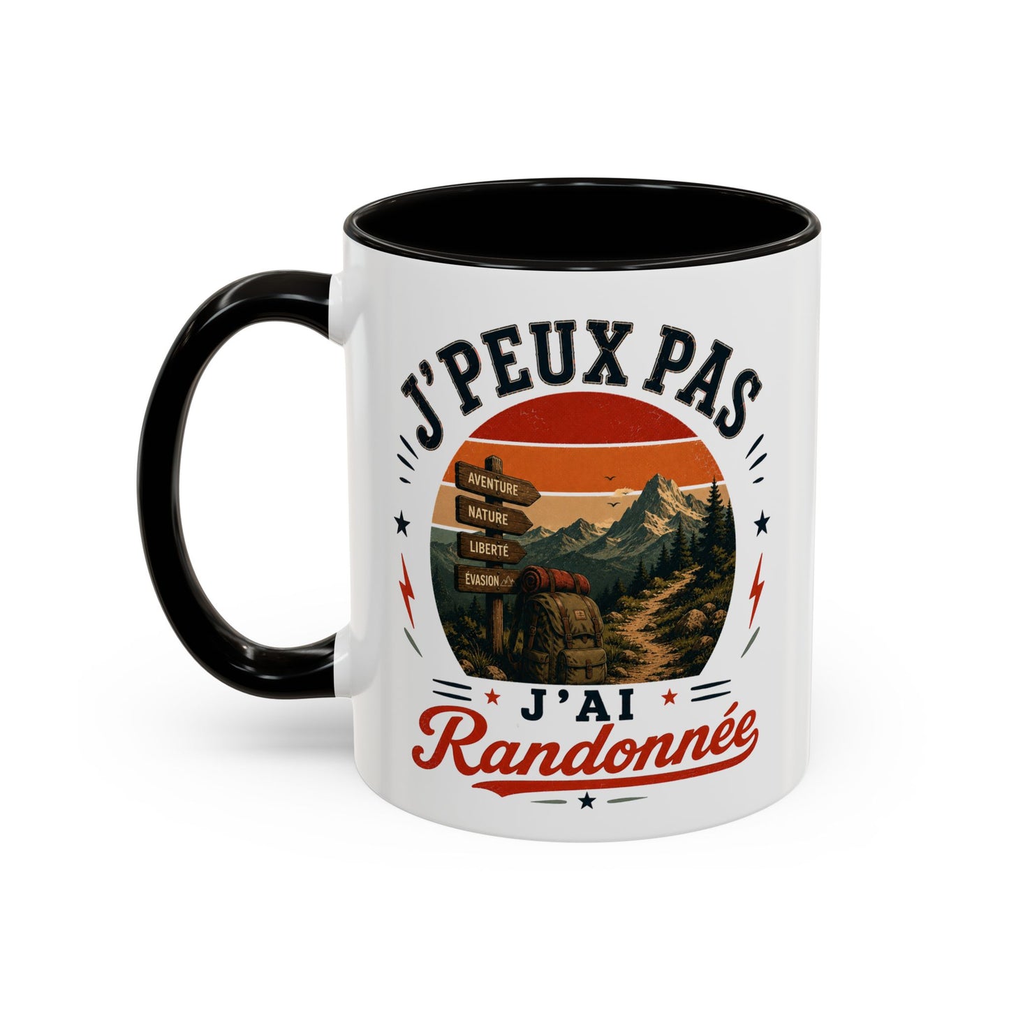 Tasse J’Peux Pas J’Ai Randonnée – Mug Humour Randonnée Vintage – Cadeau Passion Montagne Nature 325ml