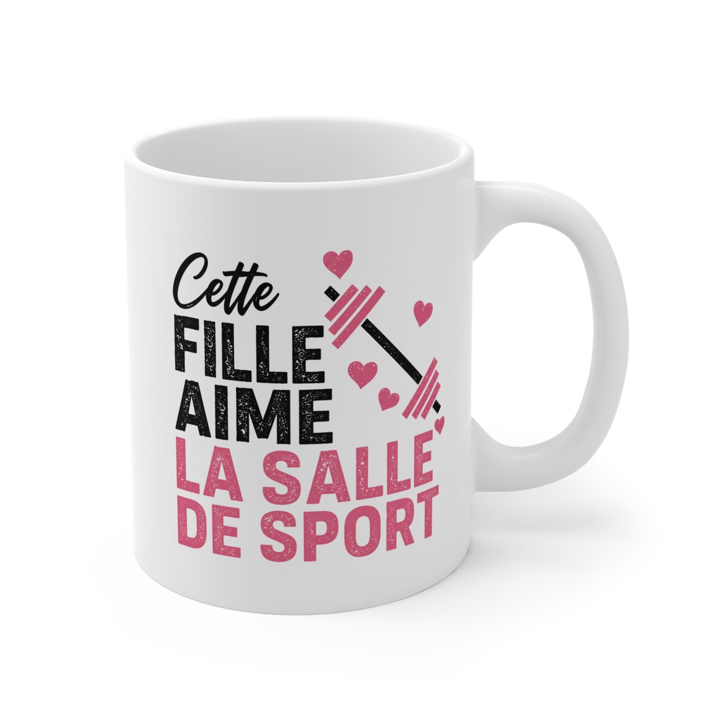 Mug Femme Fitness – Tasse Musculation Haltères – Cadeau Original Sportive, Gym Entraînement Bodybuilding