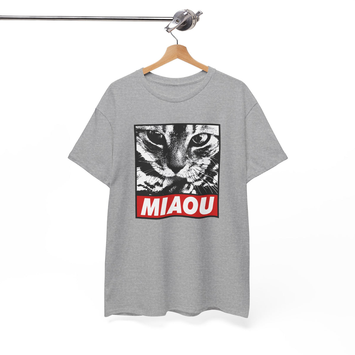 Tee Shirt Chat Homme Femme – Portrait Félin Noir et Blanc – Idée Cadeau Amoureux des Chats Humour Miaou Passion Féline