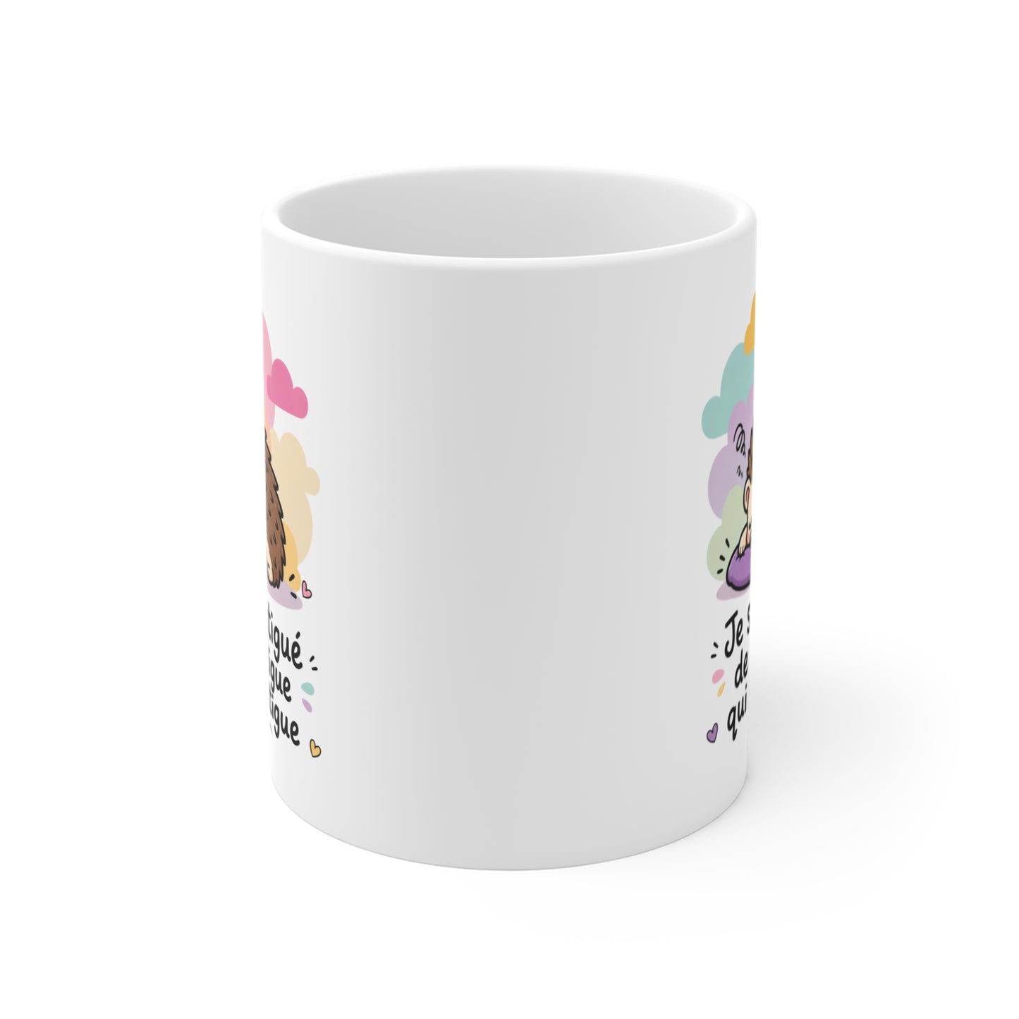 Tasse Je Suis Fatigué de la Fatigue – Mug Humour Hérisson Fatigué – Cadeau Homme Femme 325ml