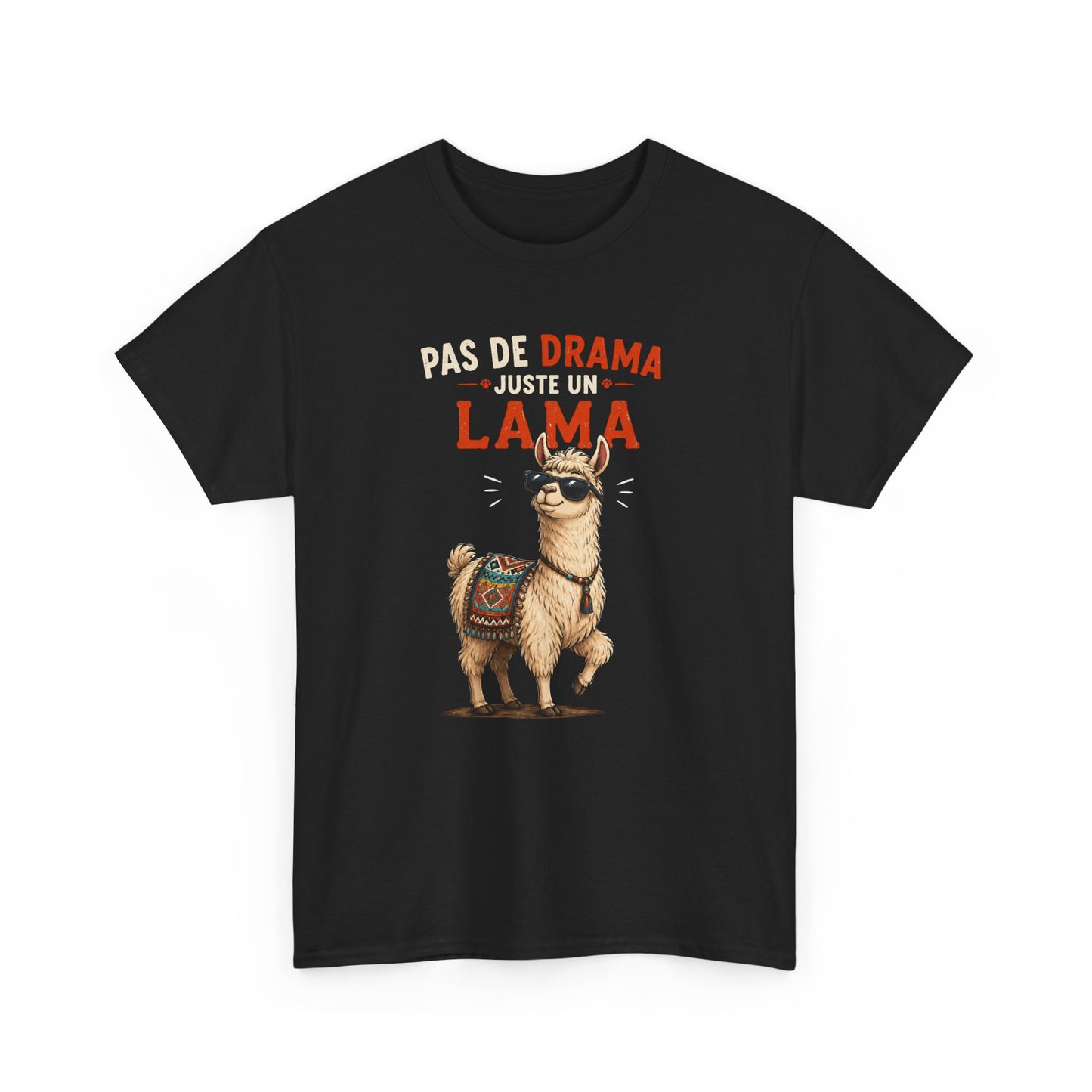 T-Shirt Humour Homme et Femme – Lama Drôle avec Lunettes – Animal Rigolo – Cadeau Original Anniversaire